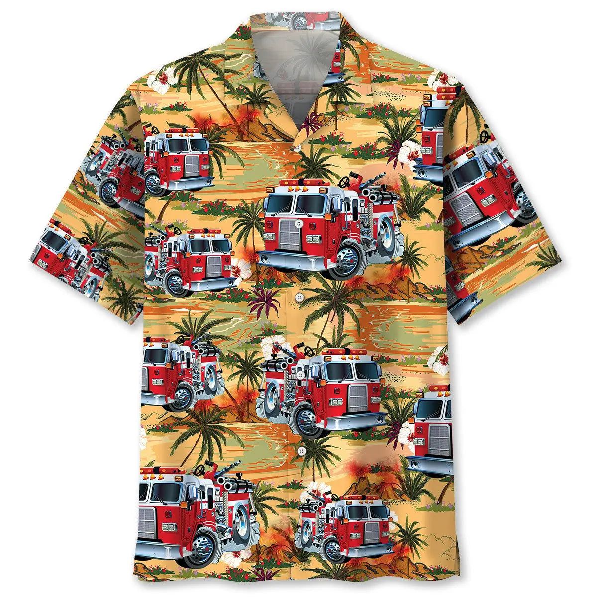 Hawaiian Shirt / Adults / S Firefighter Truck Hawaiian Shirt