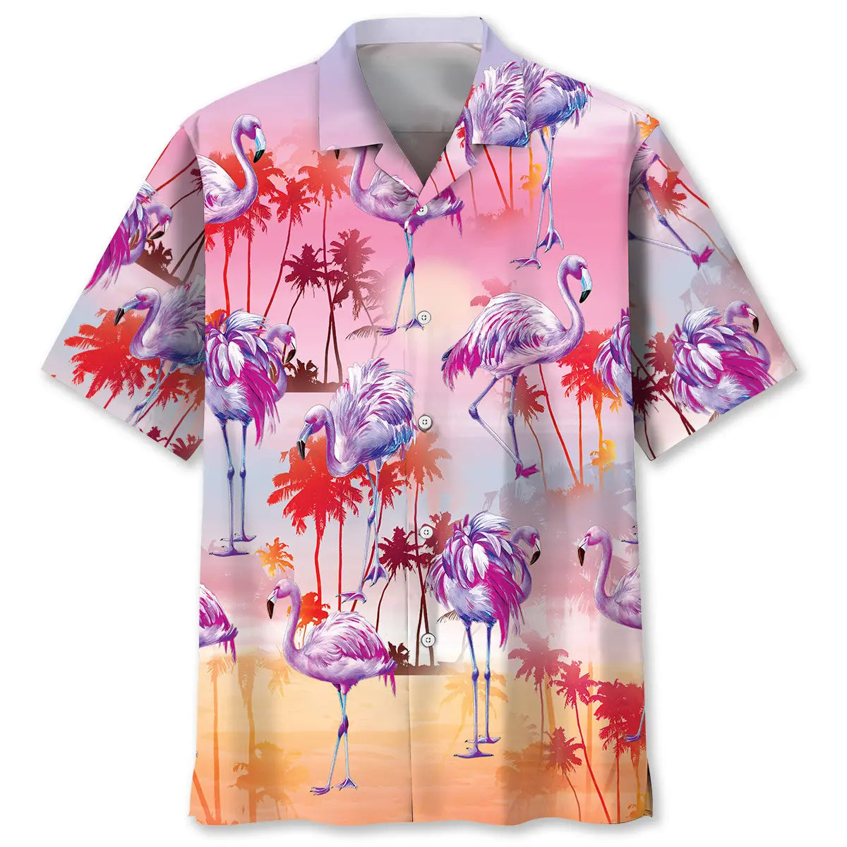 Hawaiian Shirt / Adults / S Flamingo Purple Beach Hawaiian Shirt