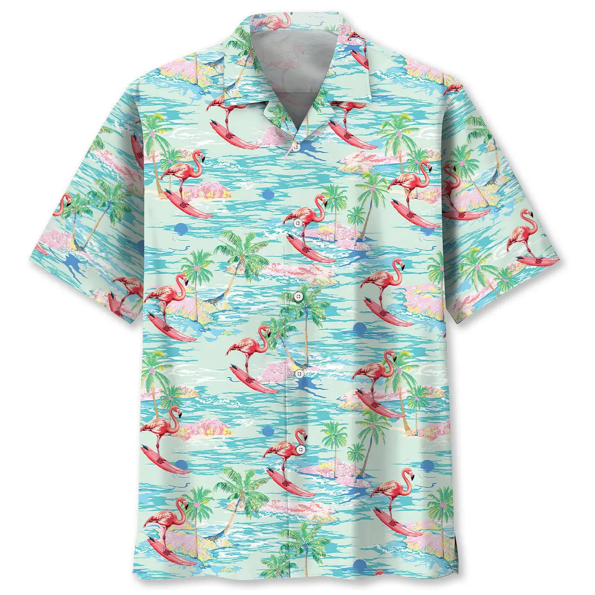 Hawaiian Shirt / Adults / S Flamingo Retro Beach Hawaiian Shirt