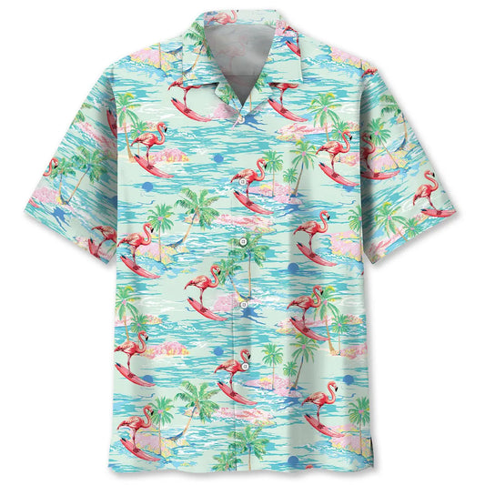 Hawaiian Shirt / Adults / S Flamingo Retro Beach Hawaiian Shirt
