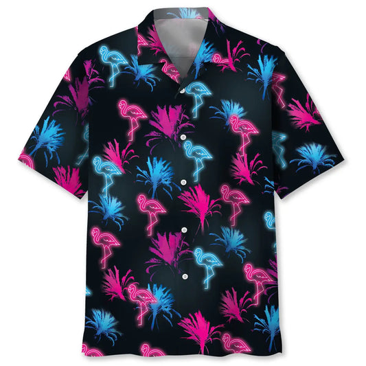 Hawaiian Shirt / Adults / S Flamingo Retro Neon Hawaiian Shirt