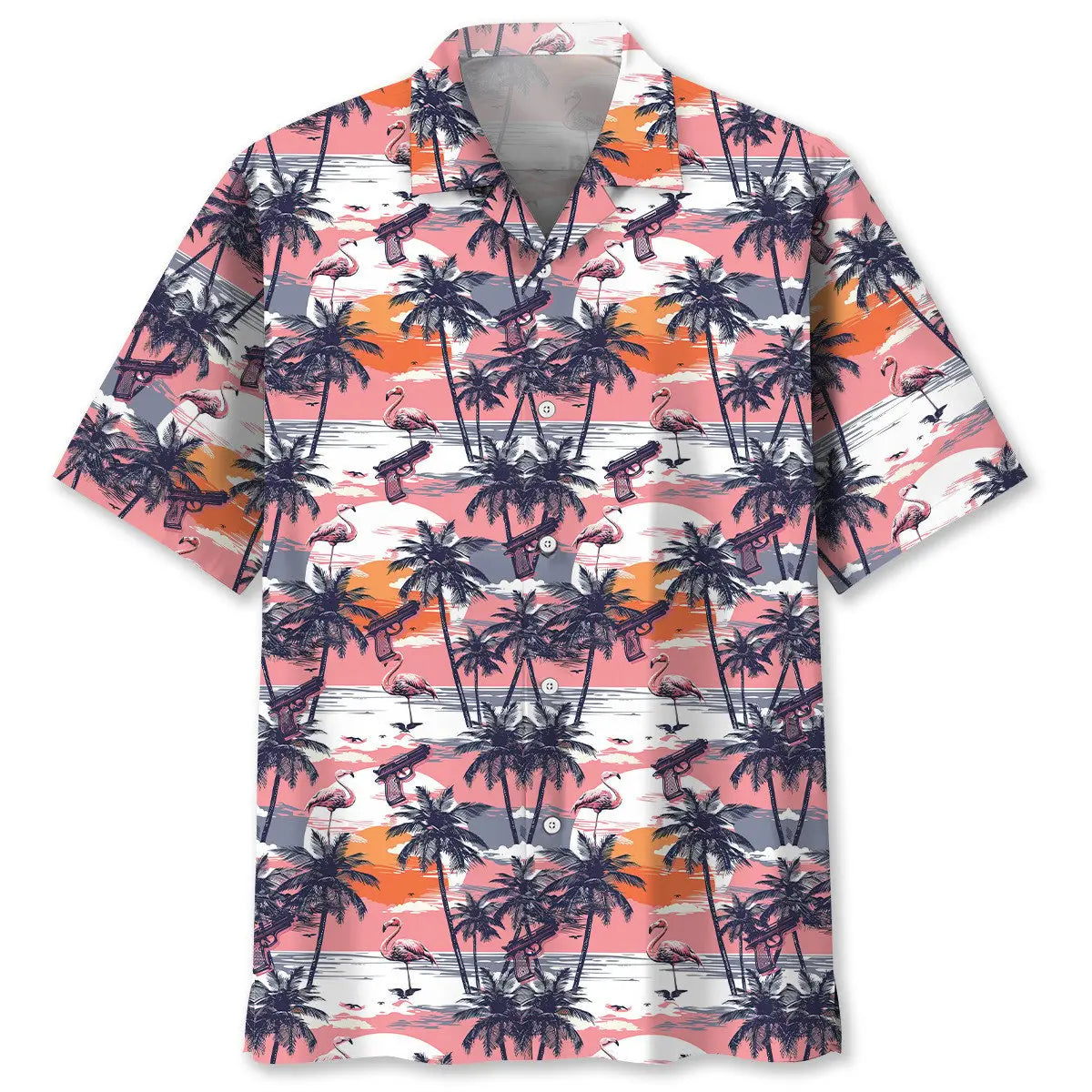 Hawaiian Shirt / Adults / S Flamingo Retro Sunset Hawaiian Shirt