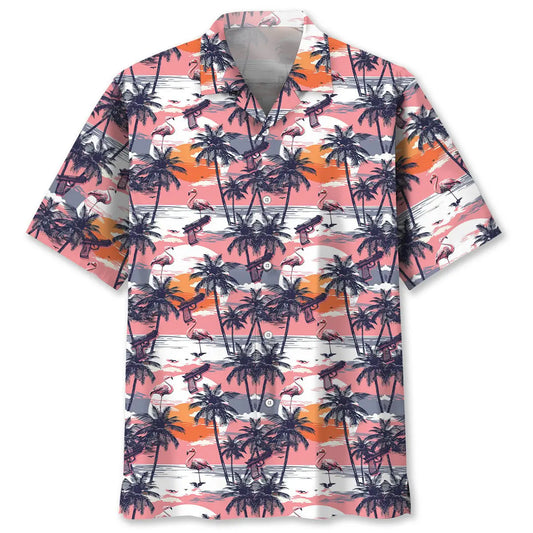 Hawaiian Shirt / Adults / S Flamingo Retro Sunset Hawaiian Shirt