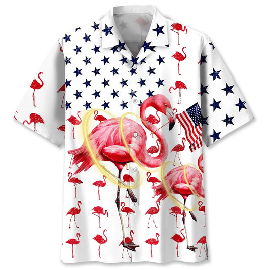 Hawaiian Shirt / Adults / S Flamingo Usa Hawaiian Shirt