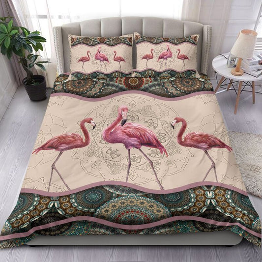 Flamingo Mandala Bedding Cover For Coastal Bedroom Decor