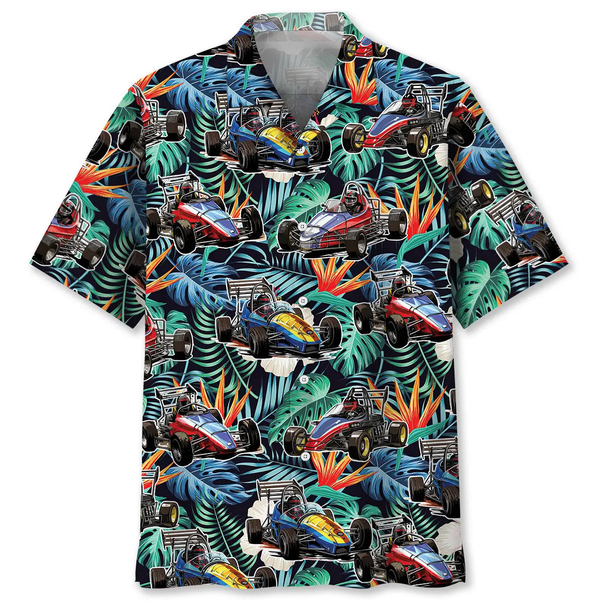 Hawaiian Shirt / Adults / S Floral Quarter Midget Car Racing Hawaiian Shirt
