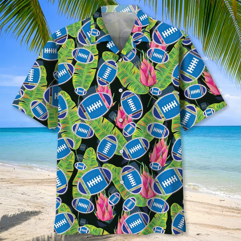 Football Blue Tropical Hawaiian Shirt