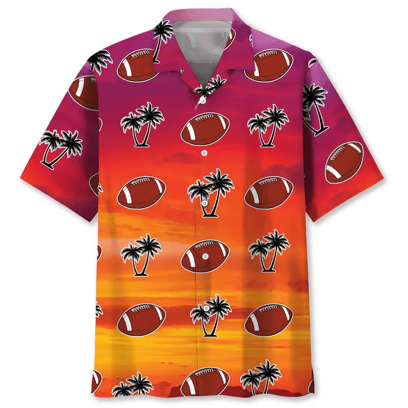Hawaiian Shirt / Adults / S Football Palm Tree Hawaiian Shirt