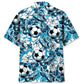 Football Tropical Hibiscus Blue Hawaiian Shirt