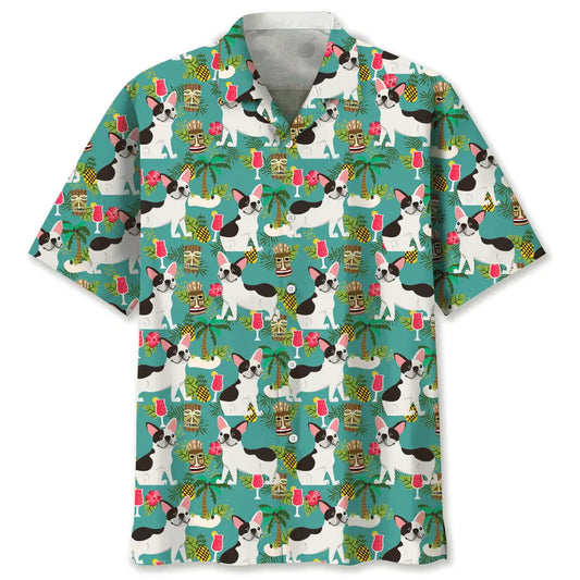 Hawaiian Shirt / Adults / S French Bulldog Hawaiian Beach Hawaiian Shirt