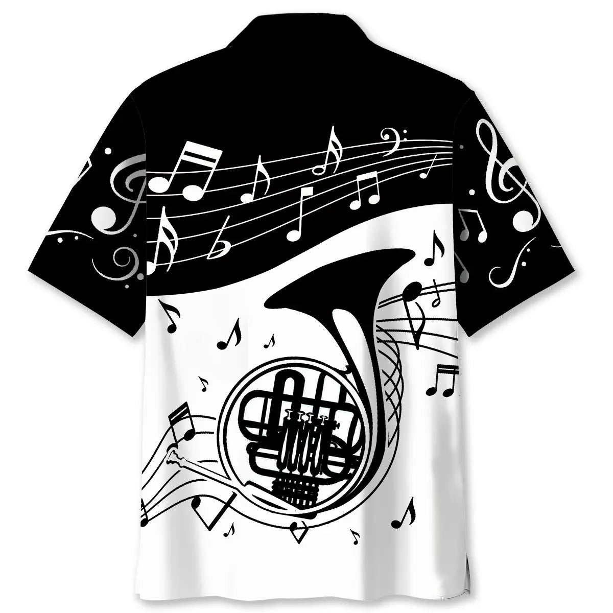 French Horn Black and White Hawaiian Shirt