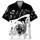 Hawaiian Shirt / Adults / S French Horn Black and White Hawaiian Shirt