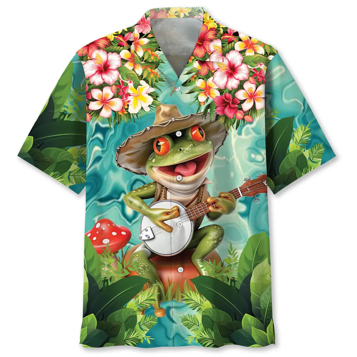 Hawaiian Shirt / Adults / S Frog Playing Banjo Hawaiian Shirt