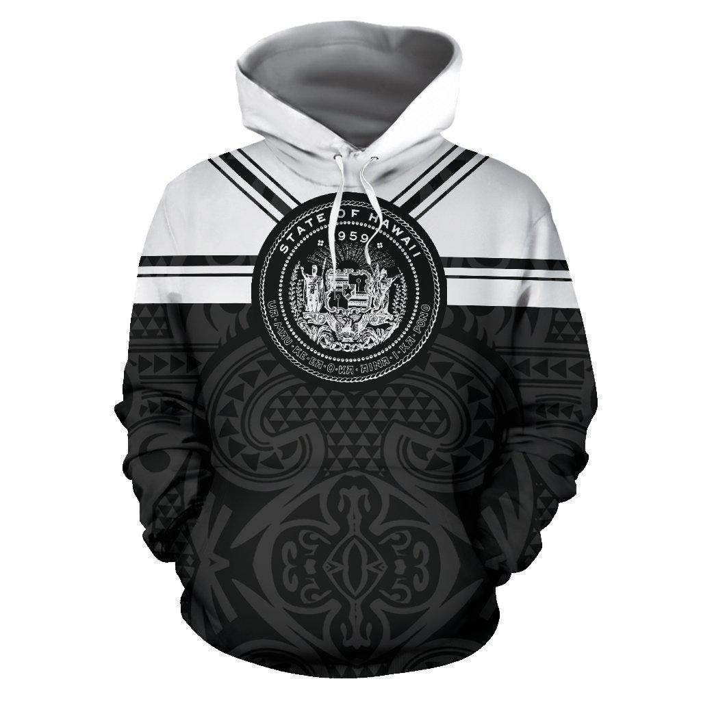 Hawaii Coat Of Arms Black White Art - 3D Hoodie