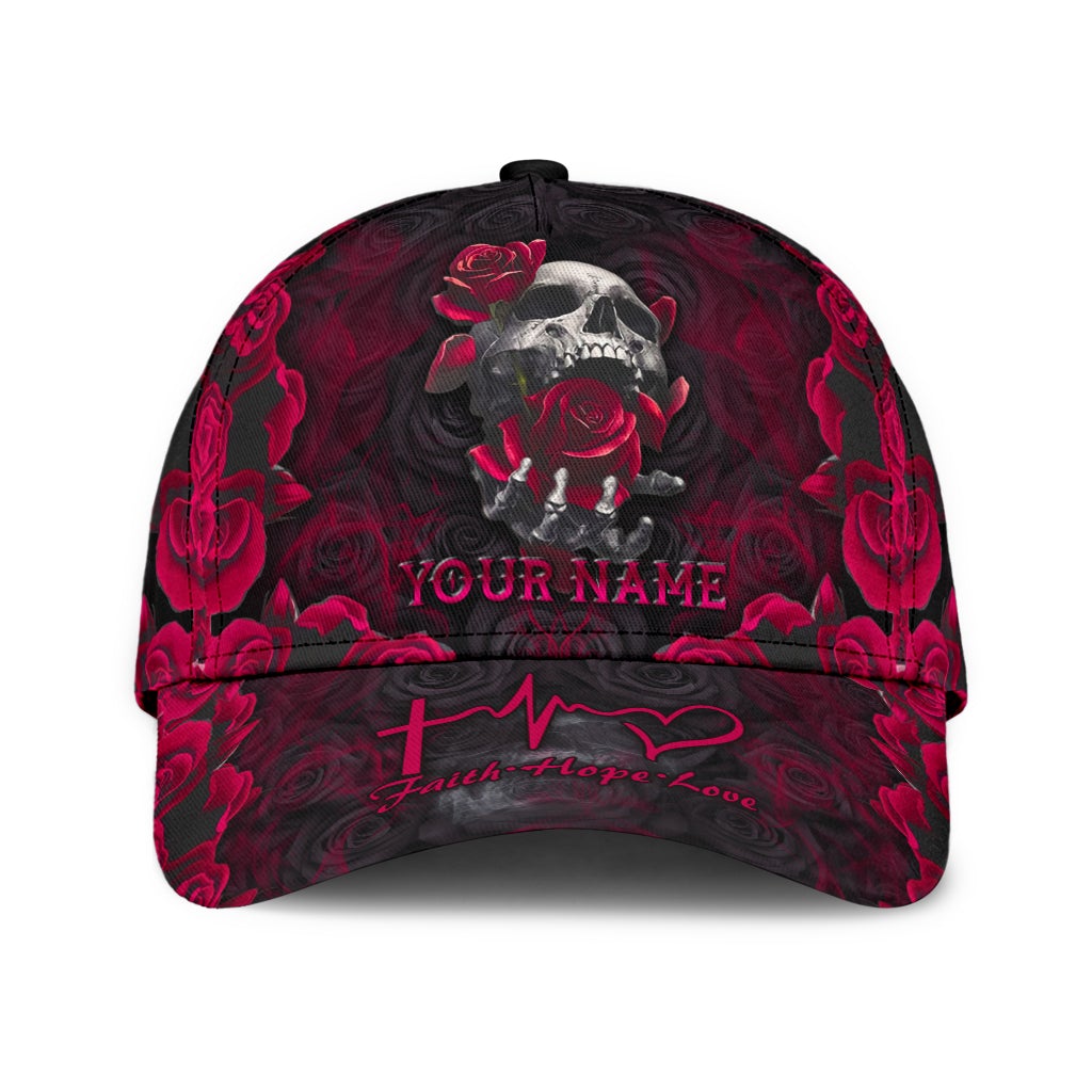 Custom Skull Roses Faith Hope Love – Classic Cap
