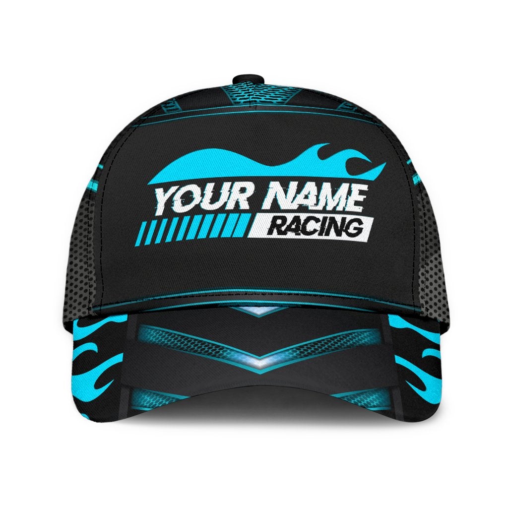 Custom Blue Neon Racing Personalized Name – Classic Cap
