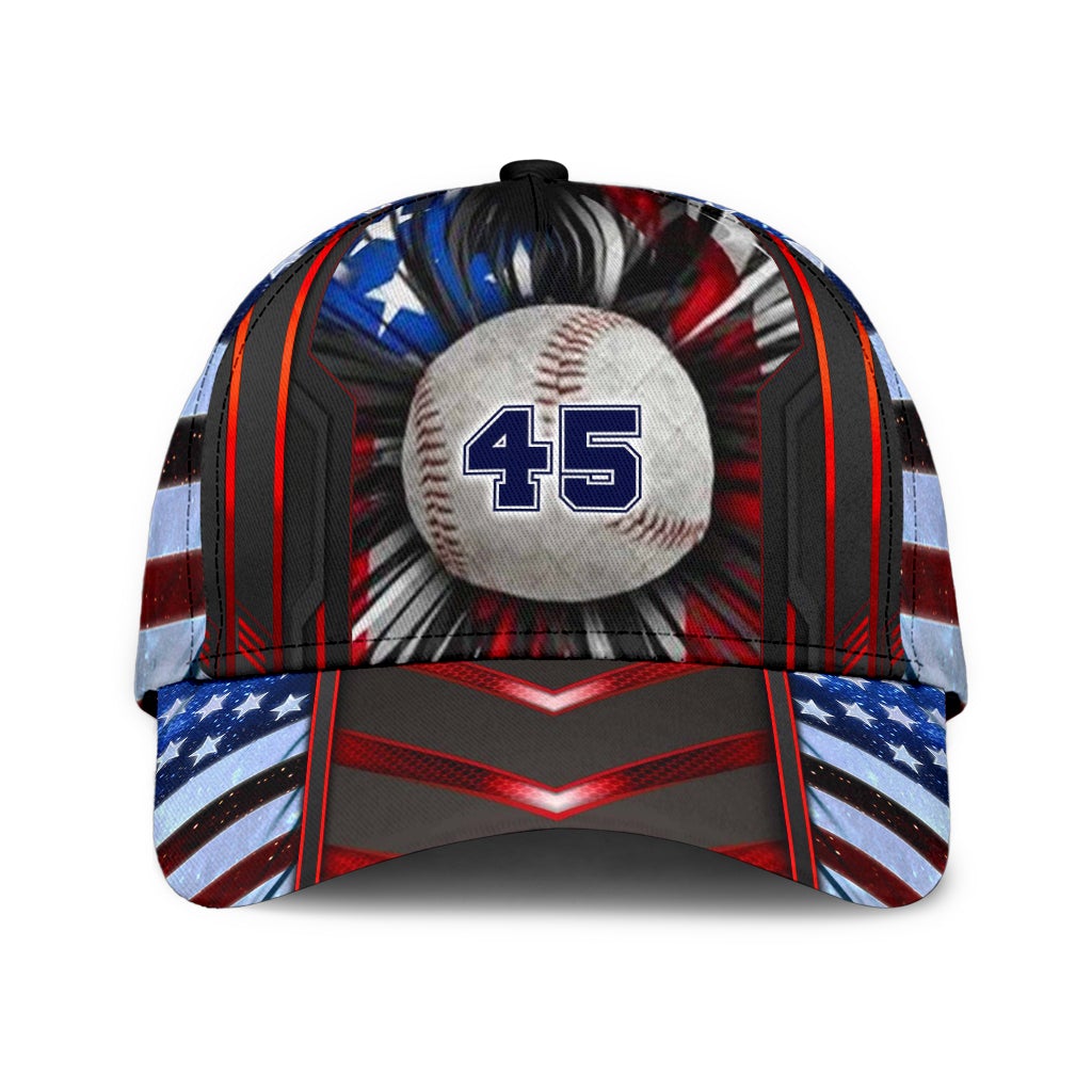 Custom Baseball US Flag Personalized Name – Classic Cap