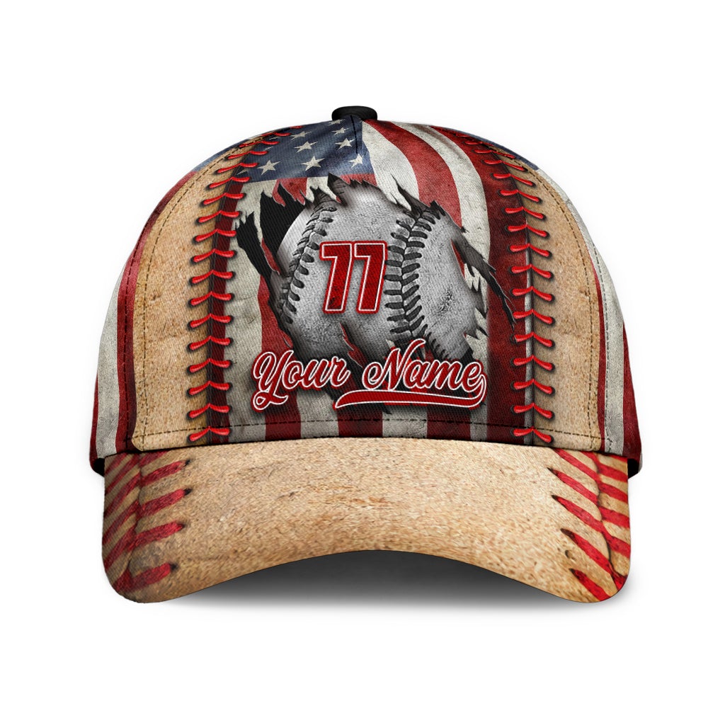 Custom Baseball Crack US Flag – Classic Cap