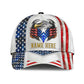 Custom Name Eagle American Flag White – Classic Cap