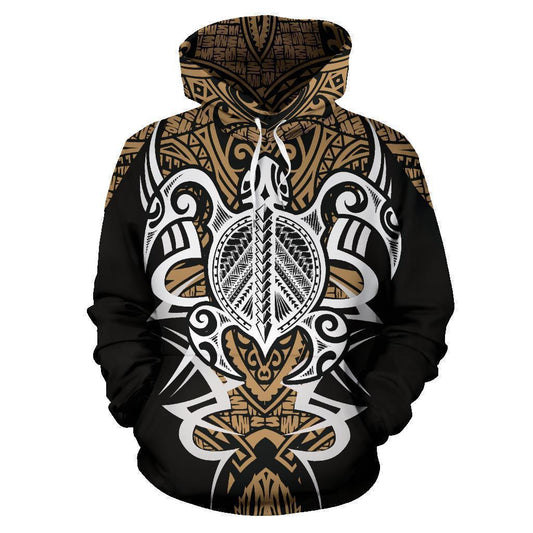 Hawaii Turtle Tribal Gold Armor Art - 3D Hoodie