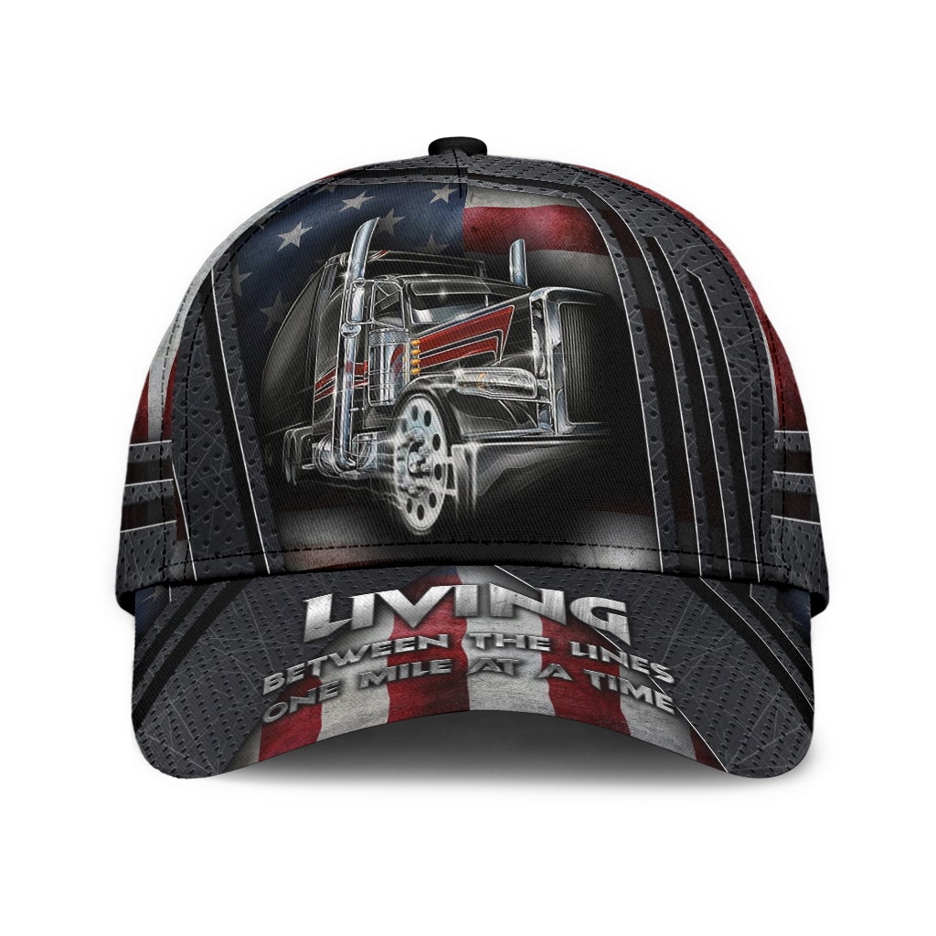 Truck Living Between Lines Mile At A Time – Classic Cap