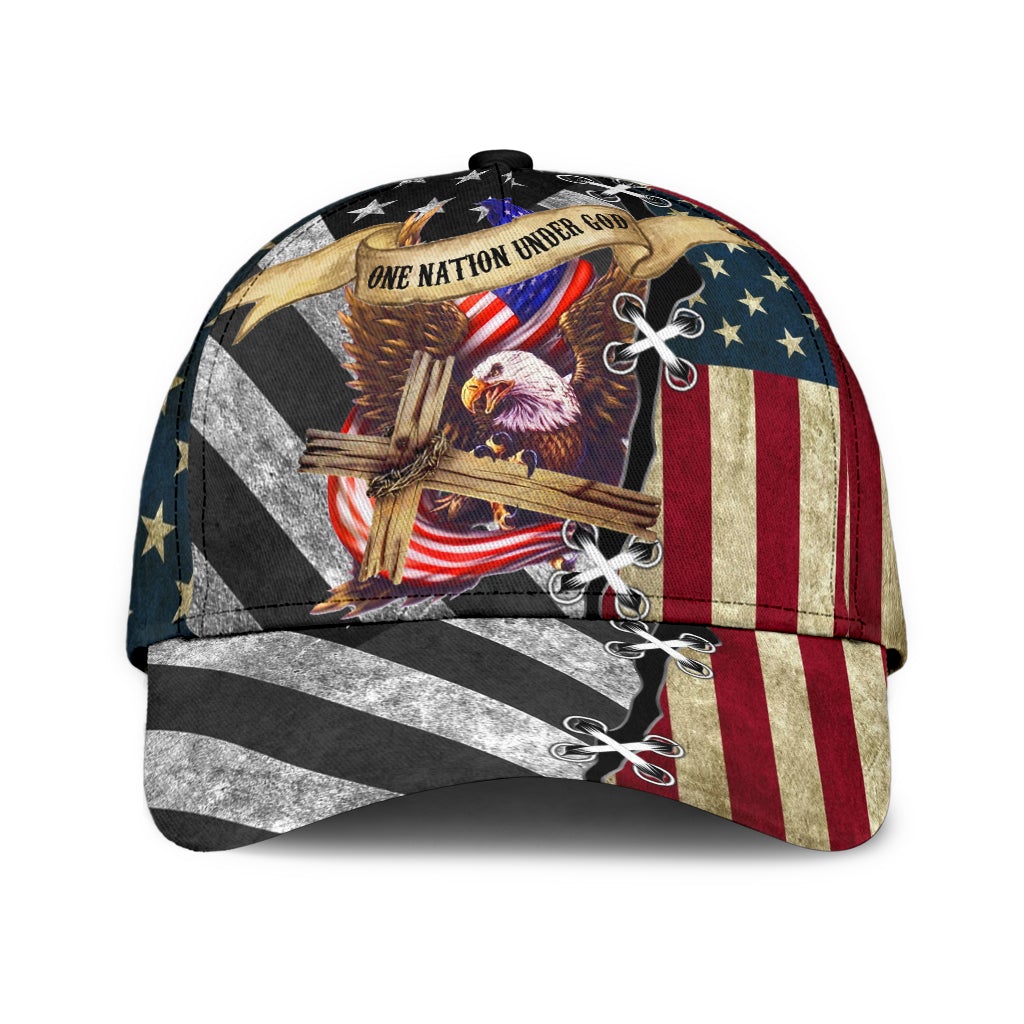 Faith One Nation Under God American Flag – Classic Cap