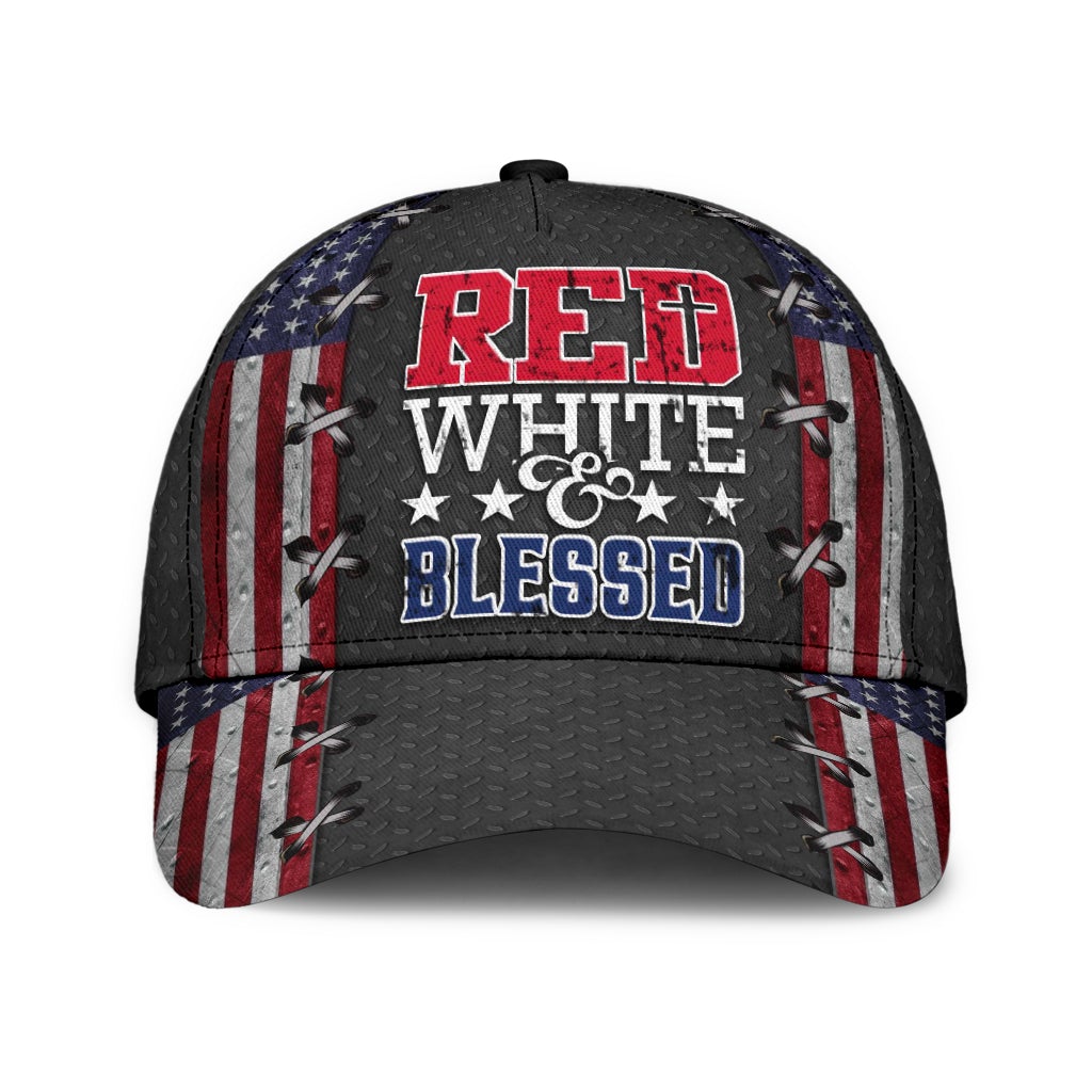 Red White And Blessed Jesus American Faith Style – Classic Cap