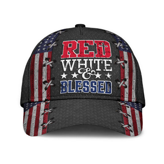 Red White And Blessed Jesus American Faith Style – Classic Cap