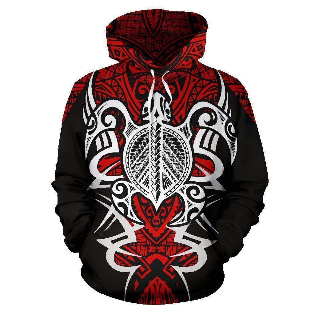 Hawaii Turtle Tribal Red Armor Art - 3D Hoodie