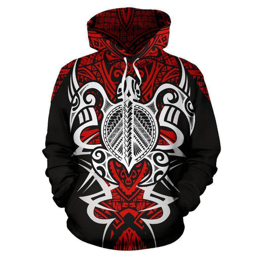 Hawaii Turtle Tribal Red Armor Art - 3D Hoodie