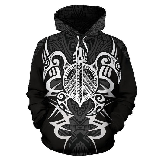 Hawaii Turtle Tribal Gray Armor Art - 3D Hoodie