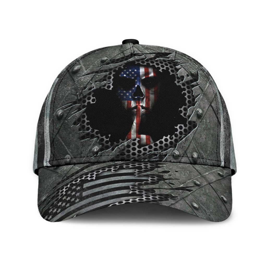 Silver American Skull Metallic Style – Classic Cap