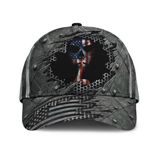 Silver American Skull Metallic Style – Classic Cap