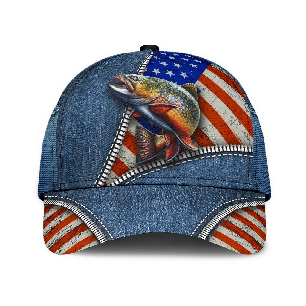 Fishing Zipper American Flag – Classic Cap