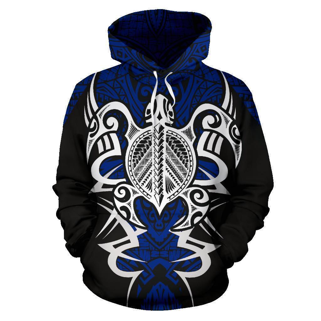 Hawaii Turtle Tribal Blue Armor Art - 3D Hoodie