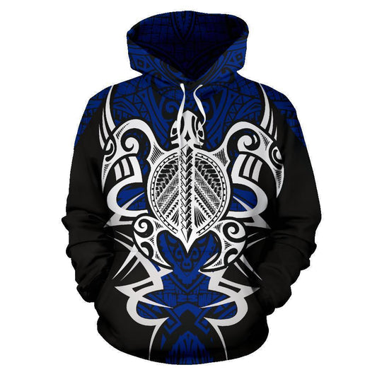 Hawaii Turtle Tribal Blue Armor Art - 3D Hoodie