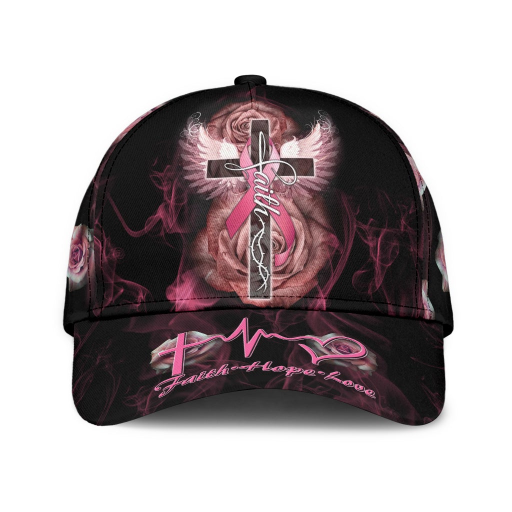 Breast Cancer Rose Cross – Classic Cap