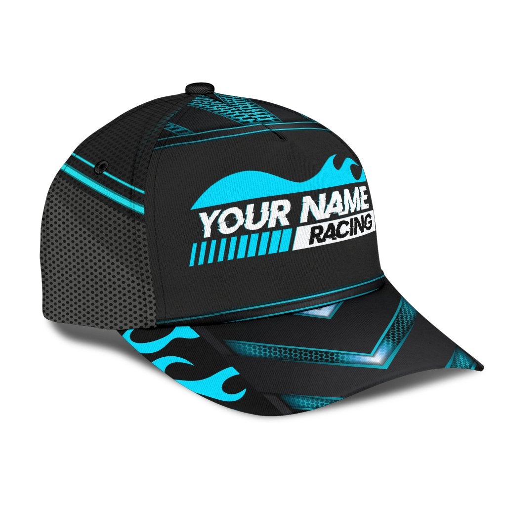 Custom Blue Neon Racing Personalized Name – Classic Cap
