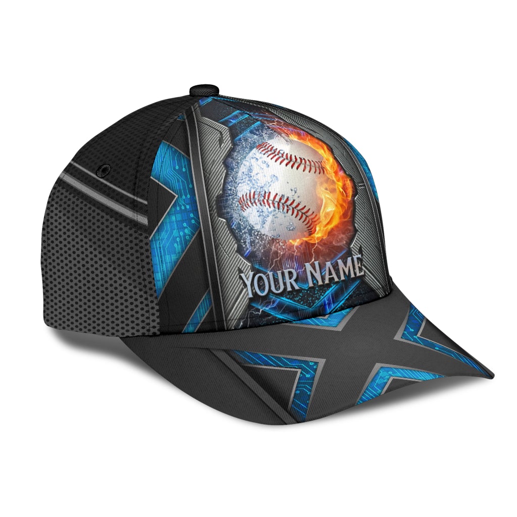 Custom Baseball Electric Fire Water Ball – Classic Cap