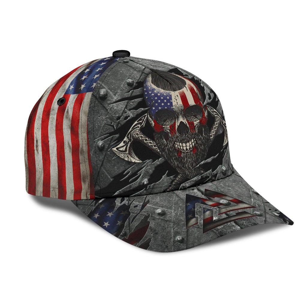 Viking American Skull Flag Style – Classic Cap