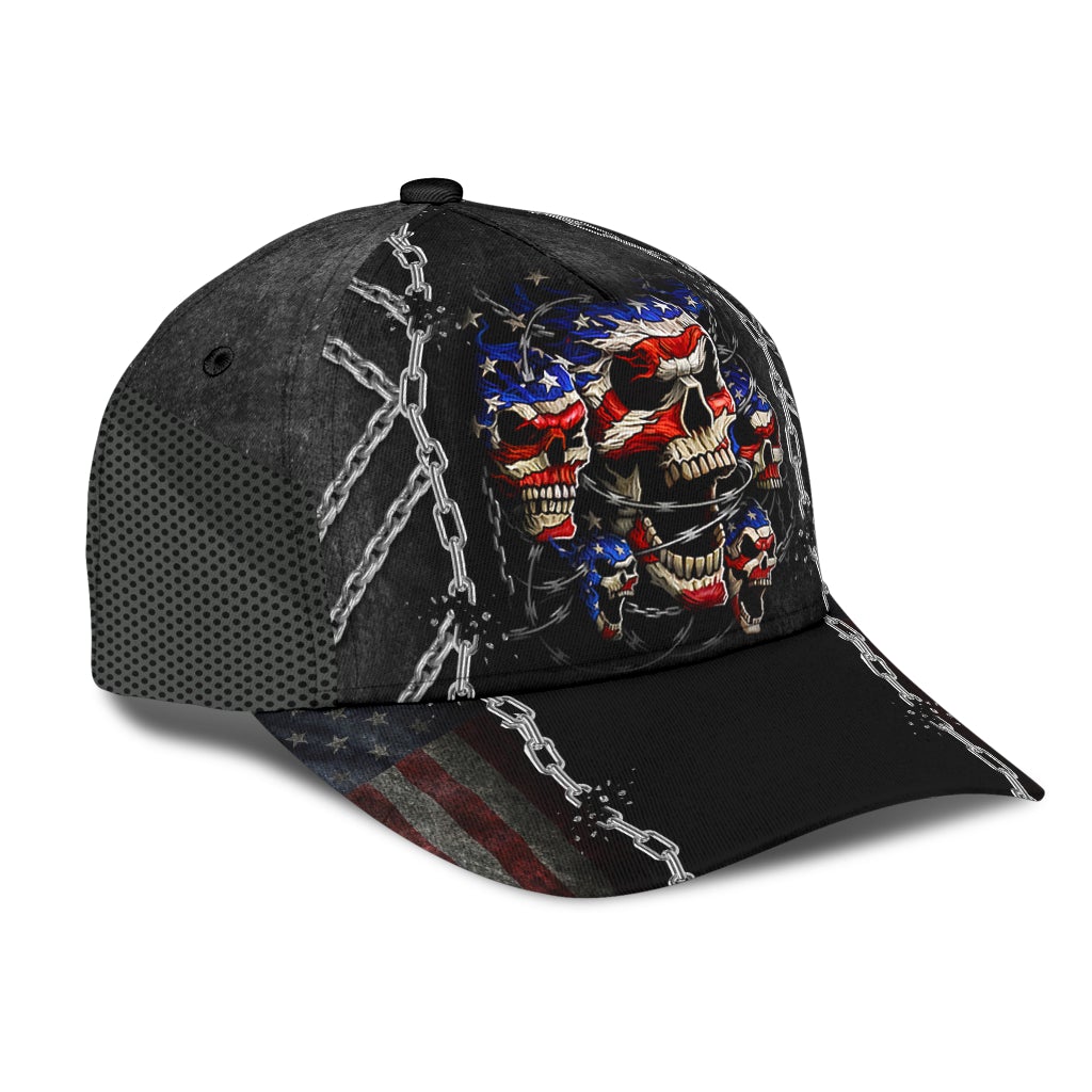 Skull American Flag Patriotic Style – Classic Cap