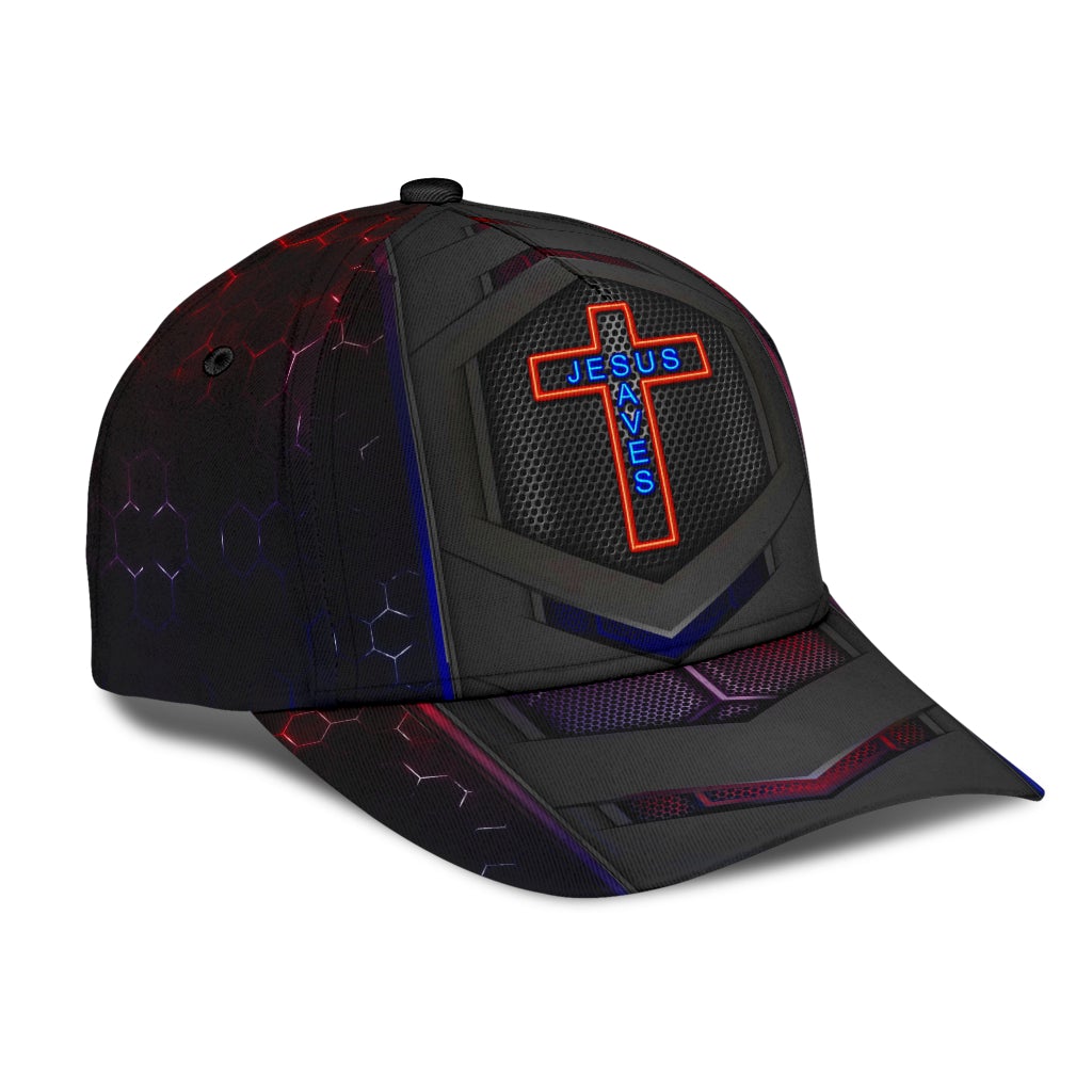 Faith Saves Cross Carbon Pattern – Classic Cap