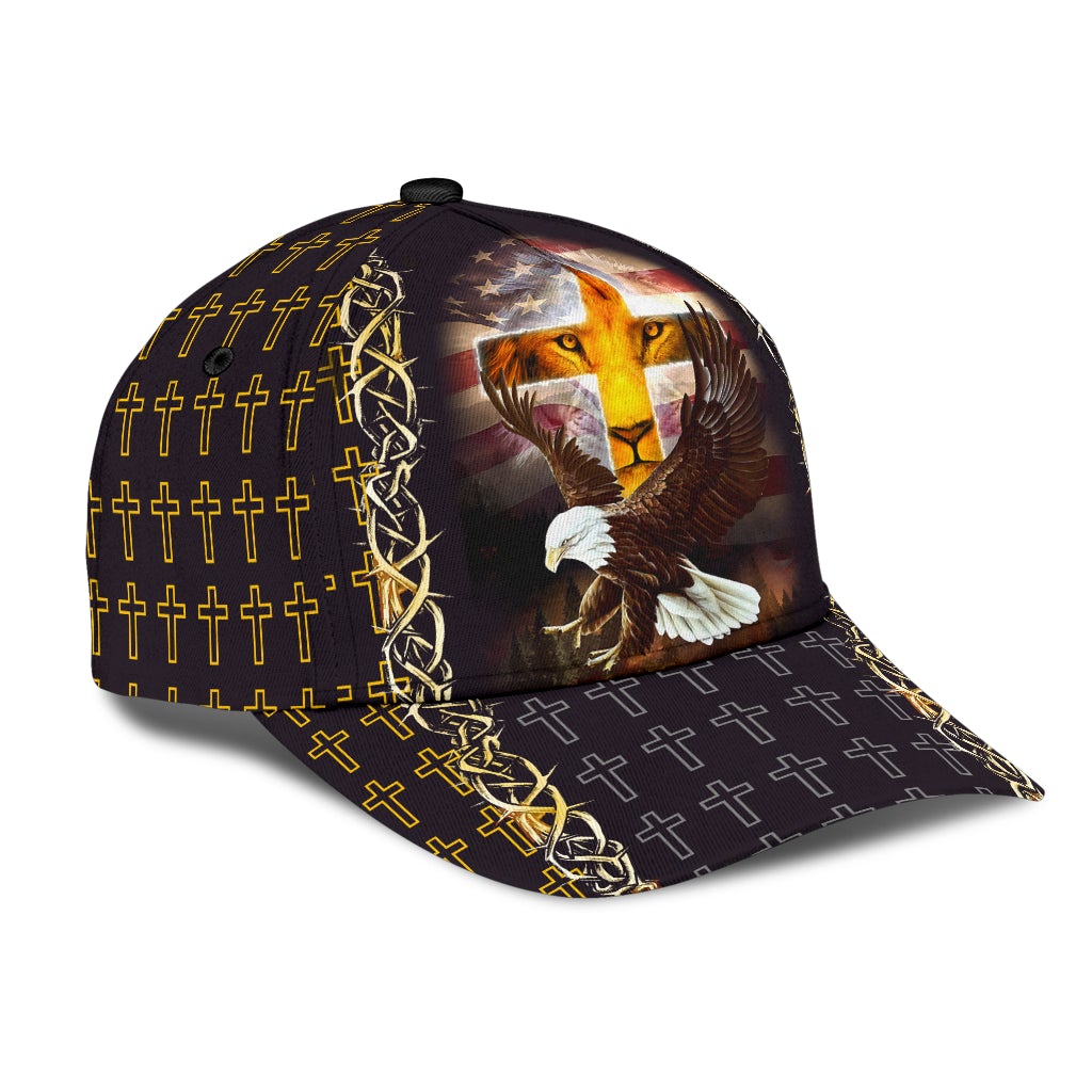 Faith Lion Eagle American Flag – Classic Cap