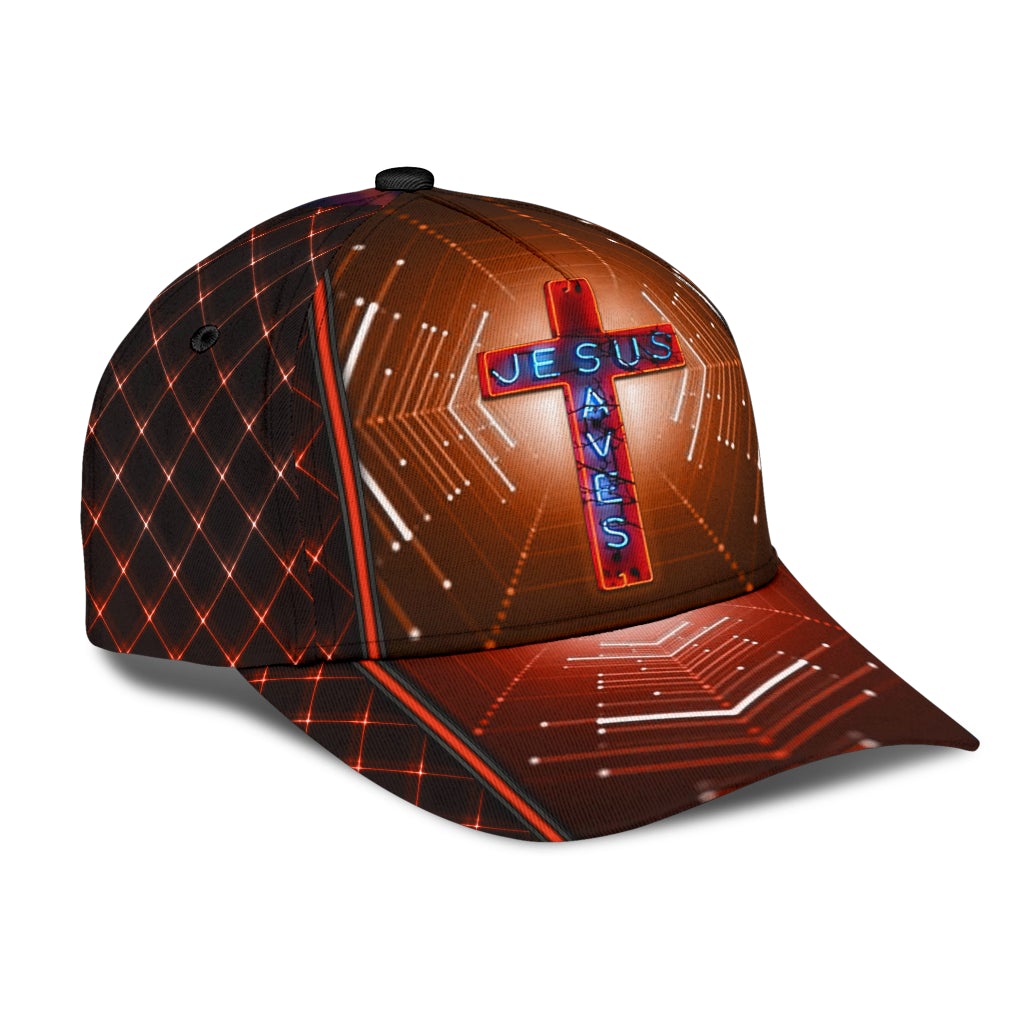 Faith Saves Neon Cross Pattern – Classic Cap