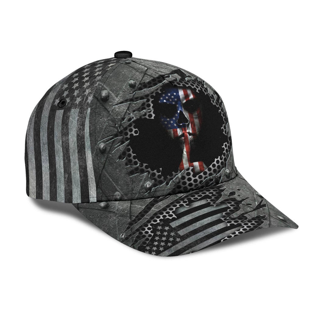 Silver American Skull Metallic Style – Classic Cap