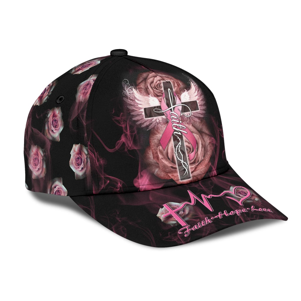 Breast Cancer Rose Cross – Classic Cap