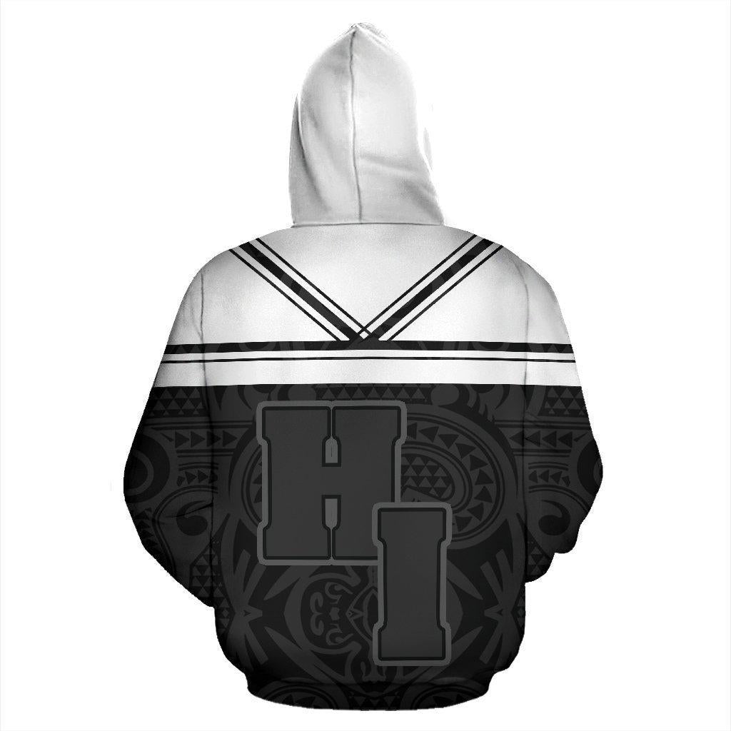 Hawaii Coat Of Arms Black White Art - 3D Hoodie