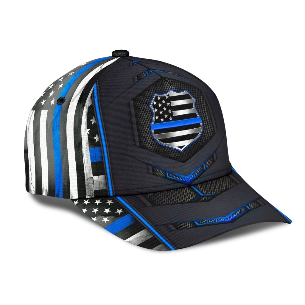 Police Blue Flag Carbon Pattern – Classic Cap