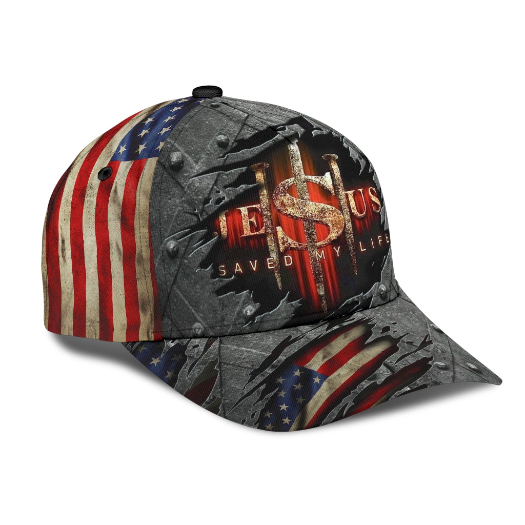 Faith Saved My Life Crack American Flag – Classic Cap