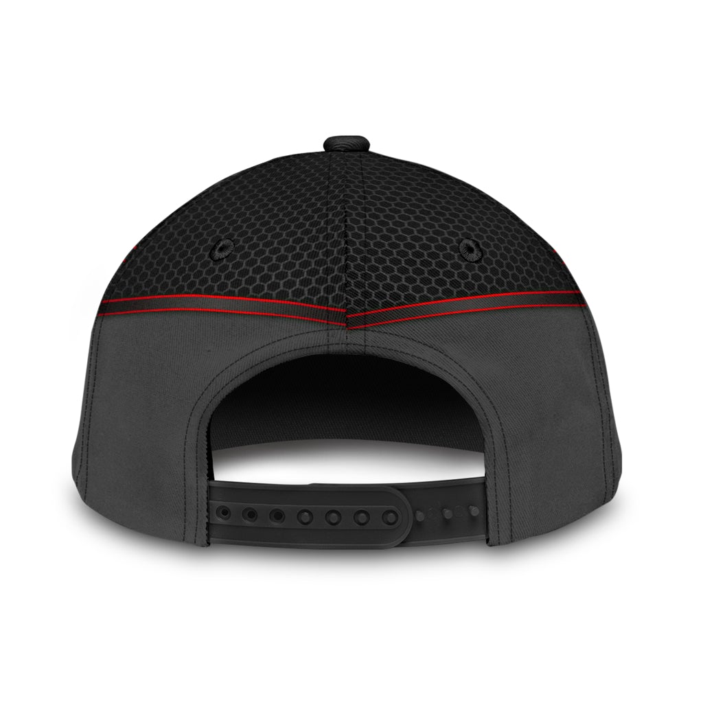Custom Firefighter US Flag Red Carbon Rank – Classic Cap